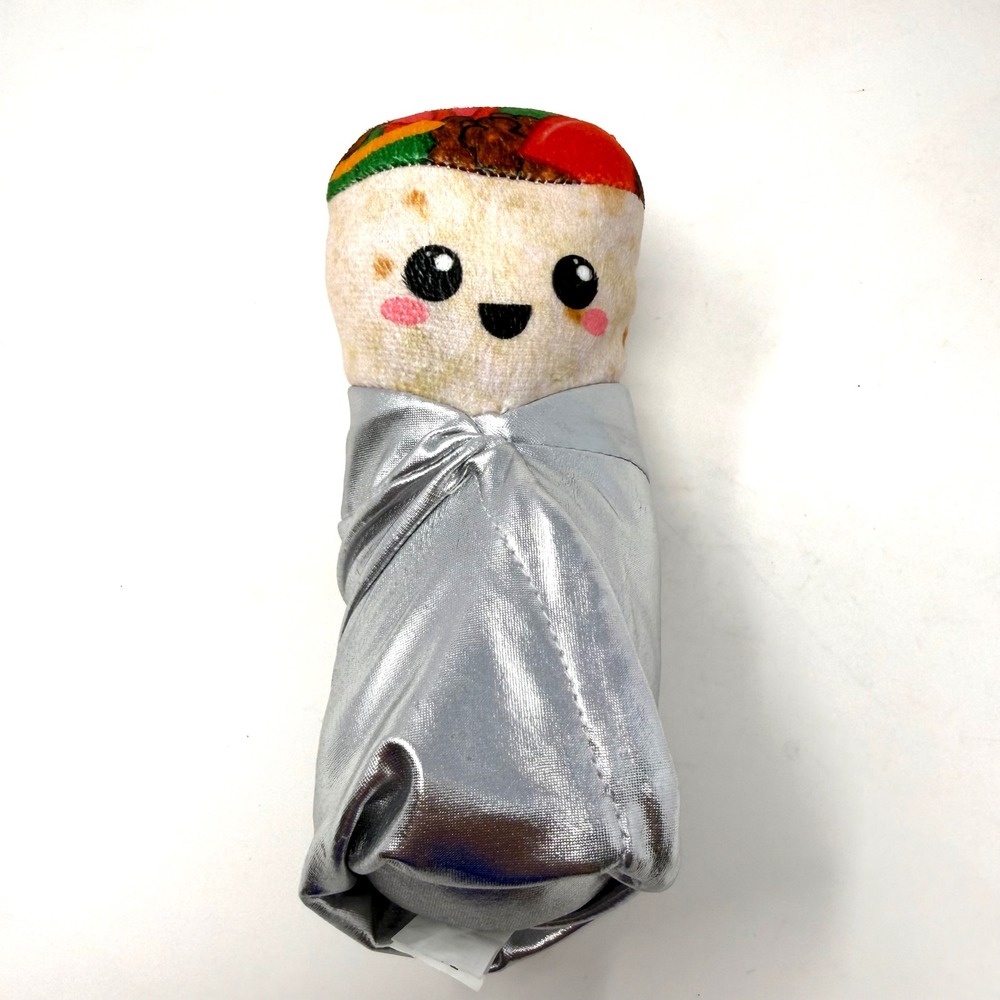 Ideal Toys Direct Kawaii Burrito 7" Plush Silver Metallic Foil Wrap Foodie Toy